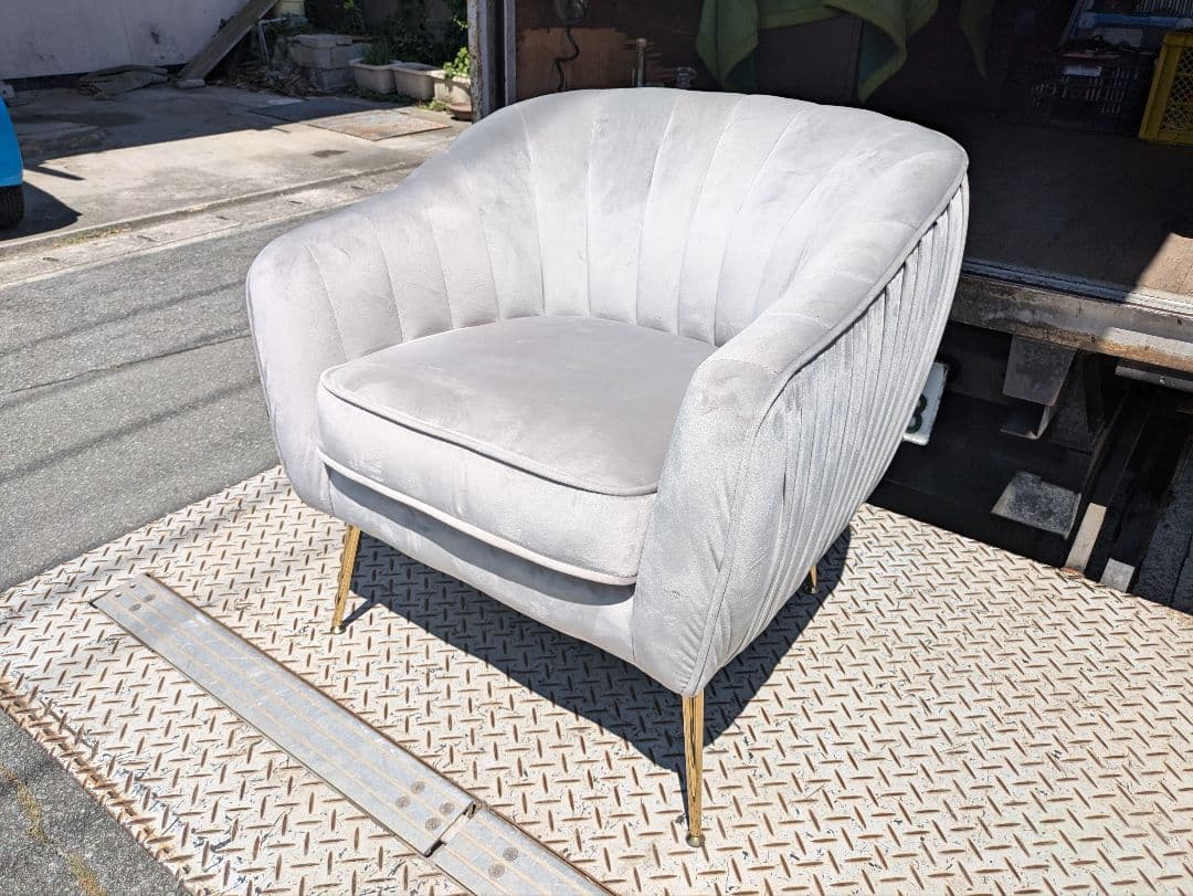 Altrobene/1人掛けソファー/ベルベットソファ/グレー