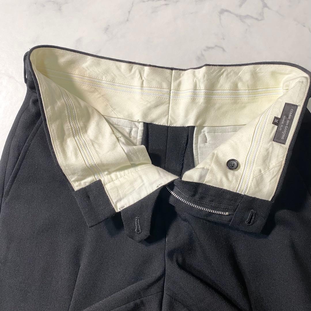 【美品】コムデギャルソンオムプリュス　スラックス　サイドスリット　サキソニー生地