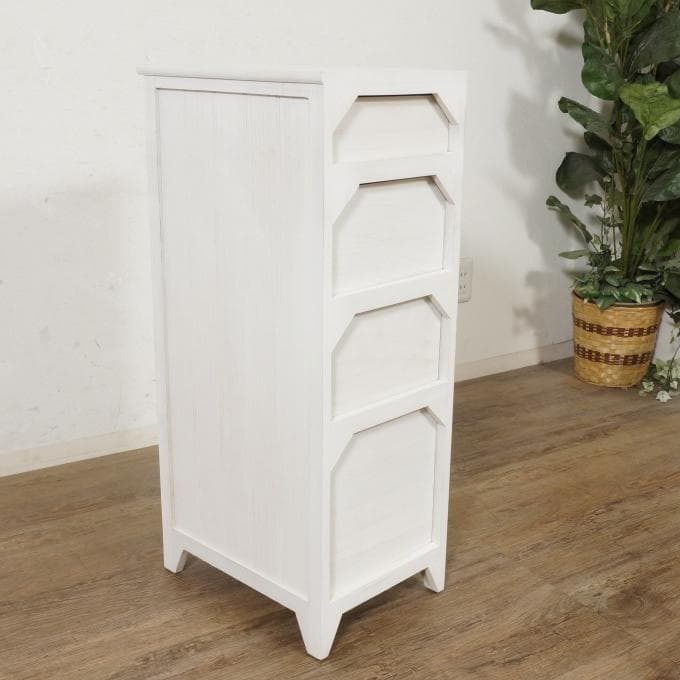 フォロー割【新品】アンティークホワイト　スリムチェスト シャビー