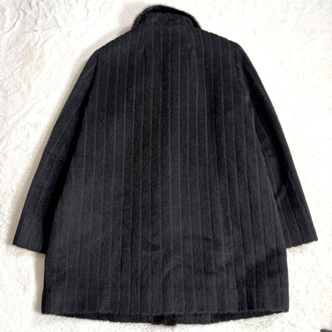 【美品】ラフィアーナ スーリーアルパカ ミンク ファーコート ブラック 9AR
