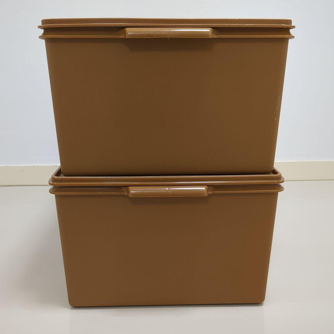 【2個セット】タッパーウェア　ディープロングスーパーケース　収納　茶