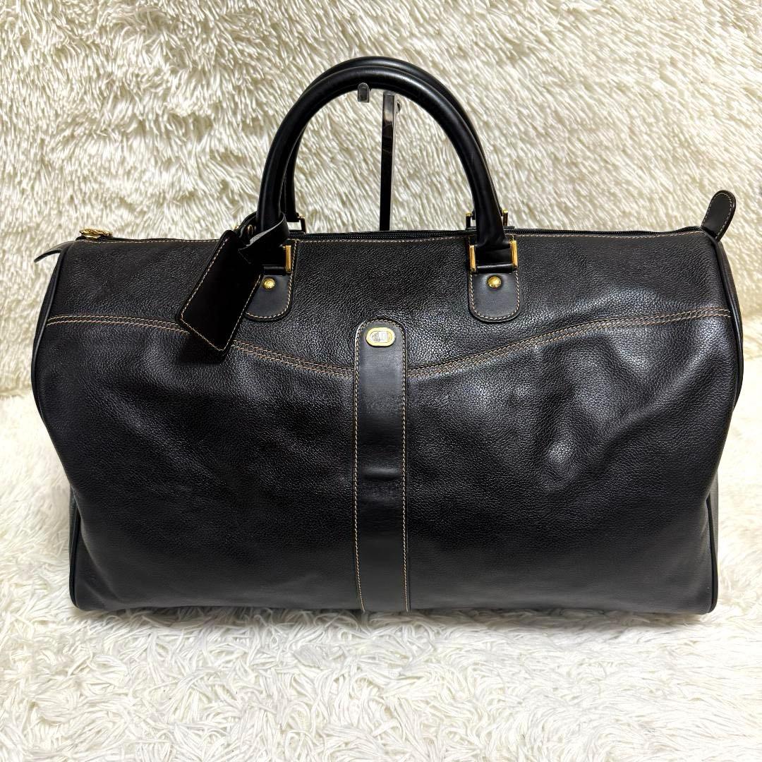 うし様⭐️dunhill ダンヒル ボストンバッグ レザー ロゴ刻印 ブラック