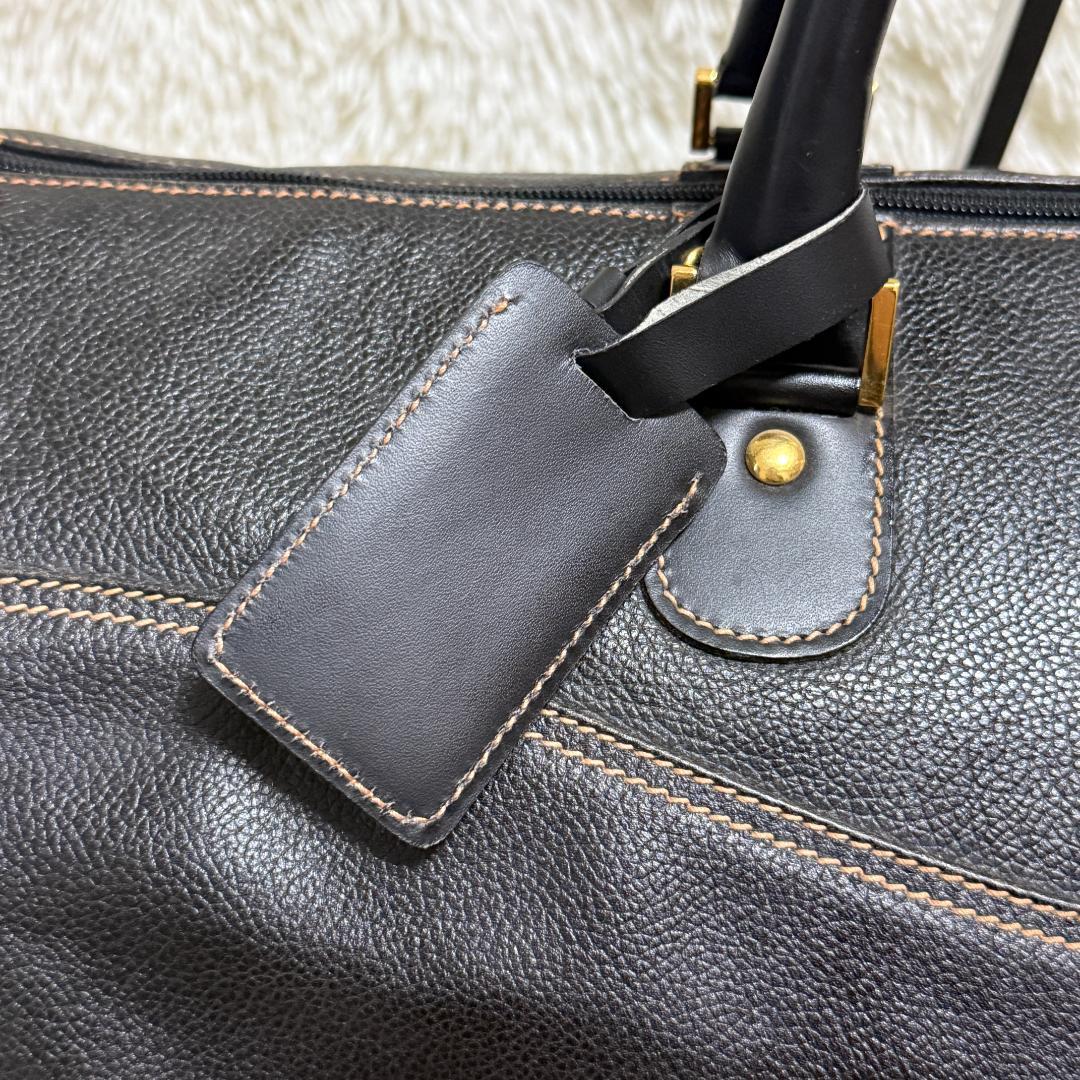 うし様⭐️dunhill ダンヒル ボストンバッグ レザー ロゴ刻印 ブラック