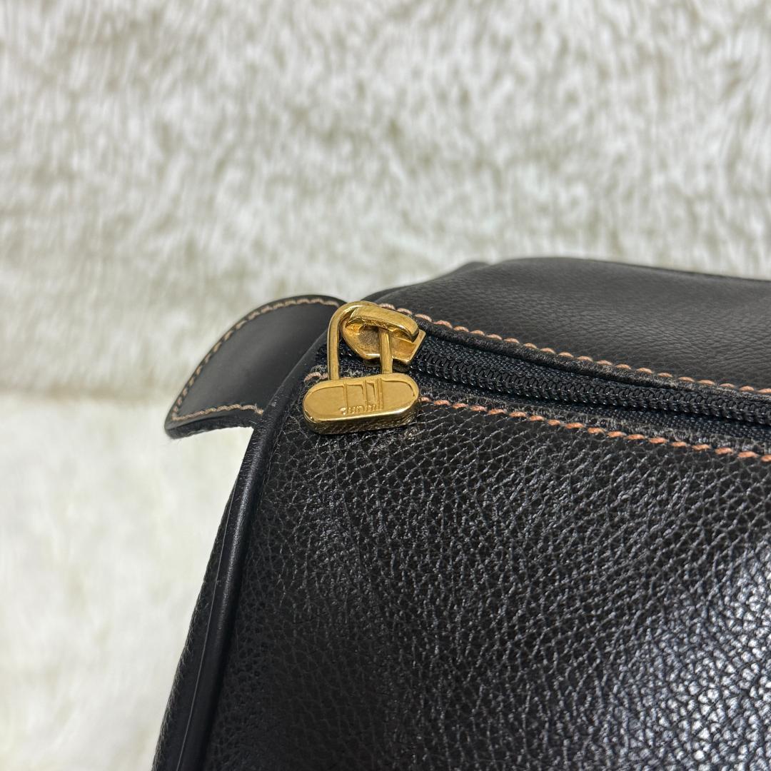 うし様⭐️dunhill ダンヒル ボストンバッグ レザー ロゴ刻印 ブラック