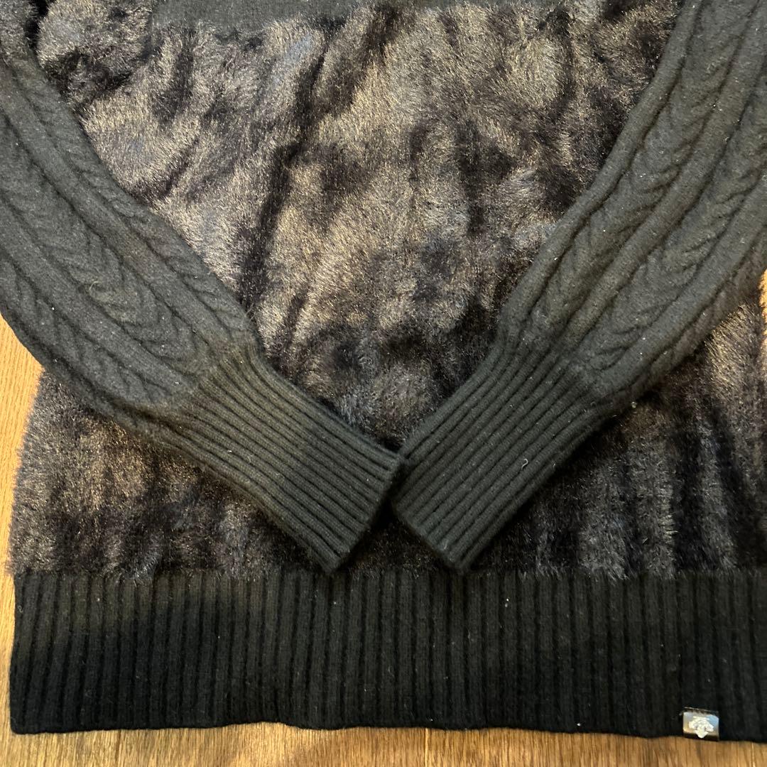 【美品】デサントゴルフセーター黒 シャギーニットレディースM DESCENTE