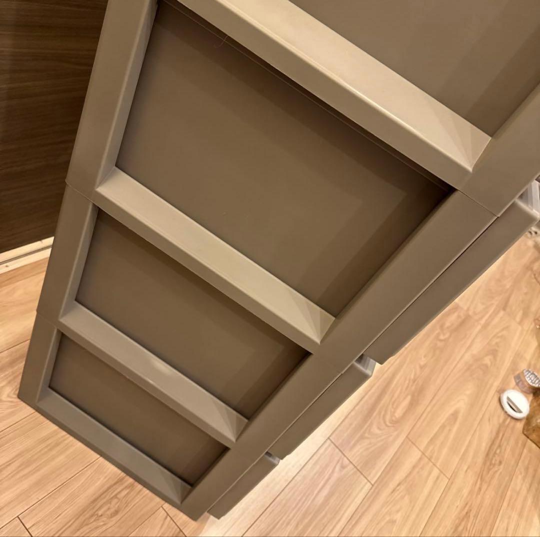 プラスチック衣類収納ケースグレー4段引き出しチェストワイドサイズワイドチェスト