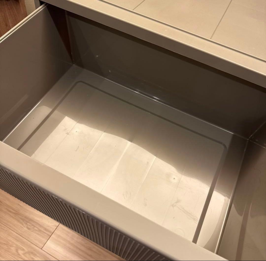 プラスチック衣類収納ケースグレー4段引き出しチェストワイドサイズワイドチェスト