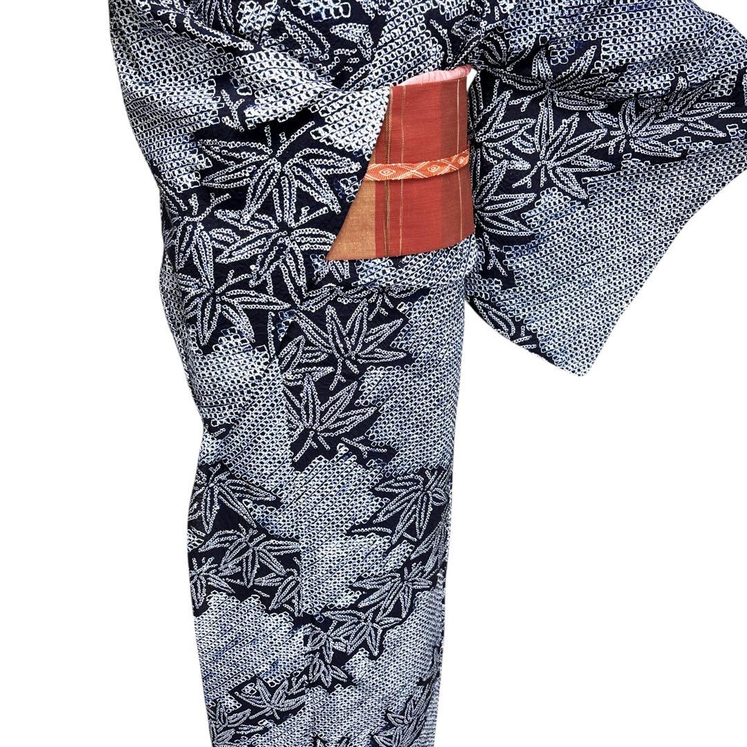 A62有松鳴海絞り 浴衣 もみじ模様　綿美品