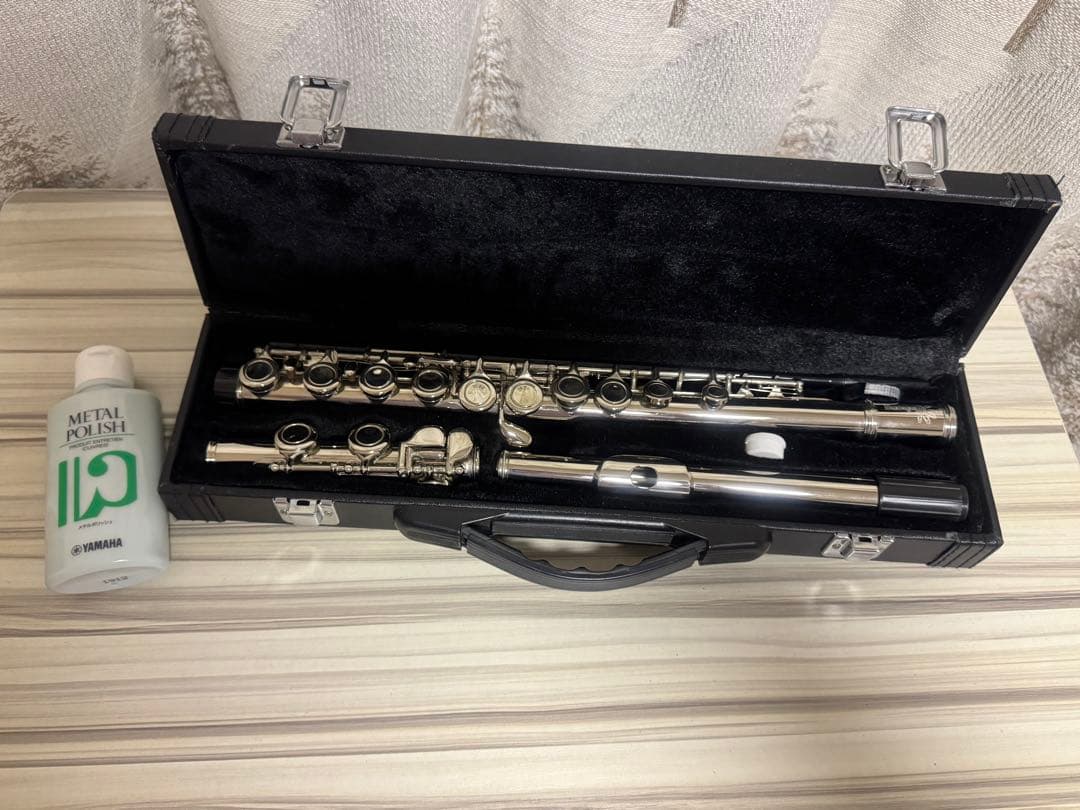 初心者向け ニッケルメッキ フルート C足部管 メタルポリッシュ付き