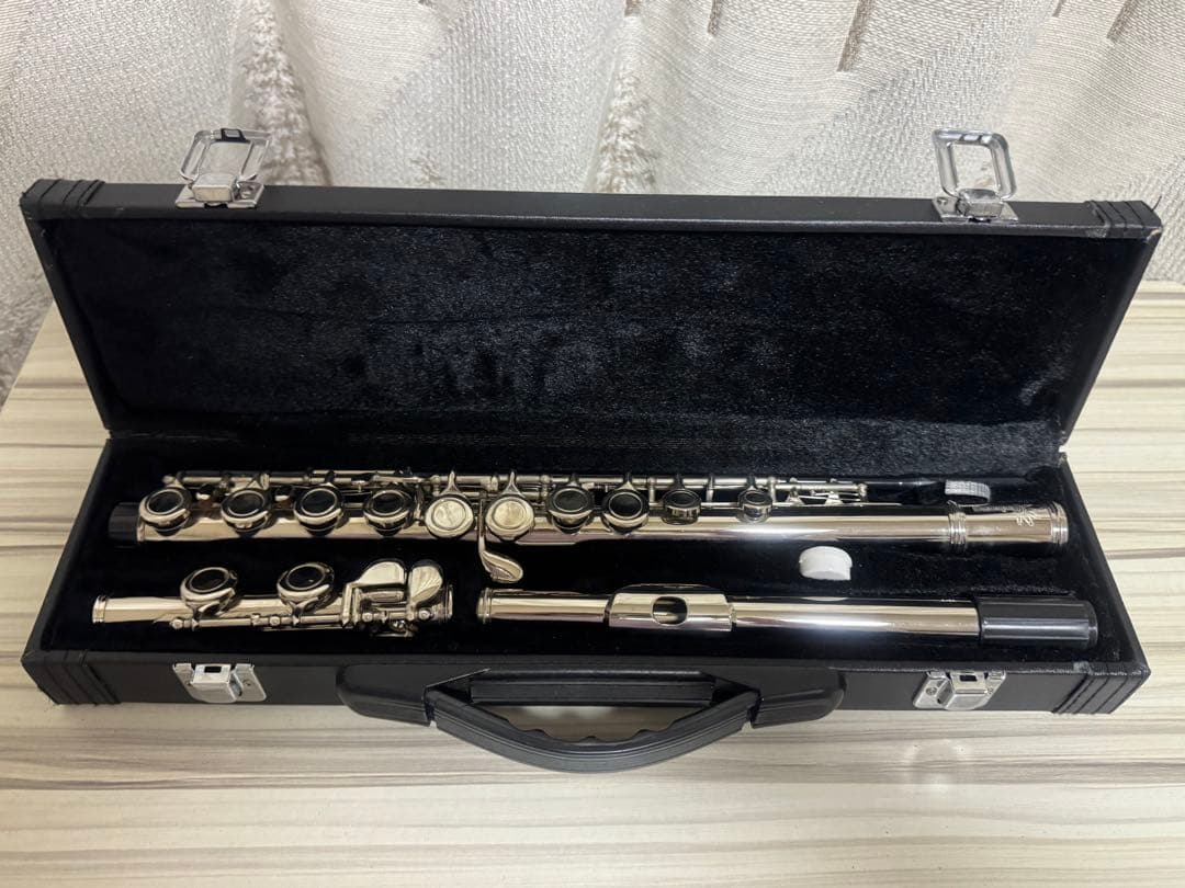 初心者向け ニッケルメッキ フルート C足部管 メタルポリッシュ付き