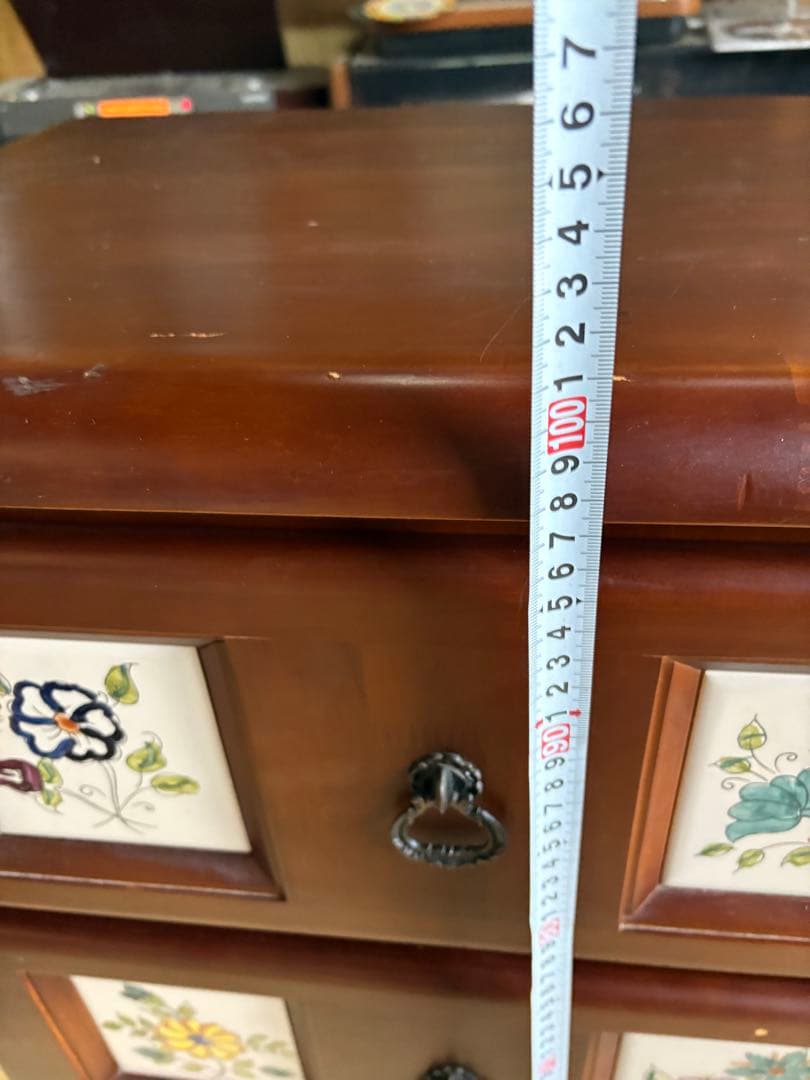 スペインバレンシア家具　タイル　カントリー　チェスト　梱包たのめる便で安心！