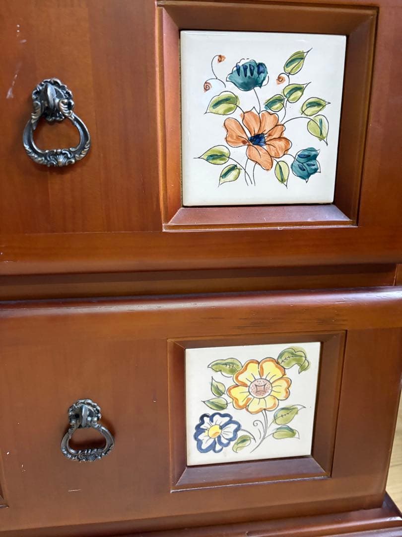 スペインバレンシア家具　タイル　カントリー　チェスト　梱包たのめる便で安心！