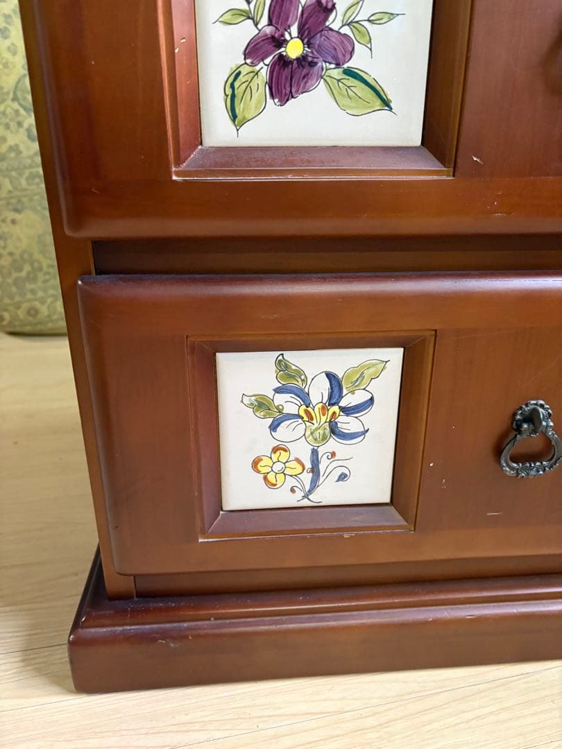 スペインバレンシア家具　タイル　カントリー　チェスト　梱包たのめる便で安心！