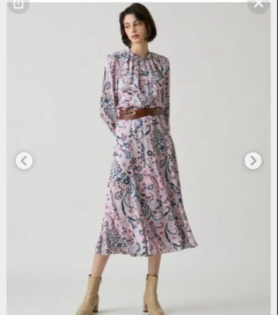 美品ANAYIアナイモダンペイズリーフリルブラウス38Mサイズピンク