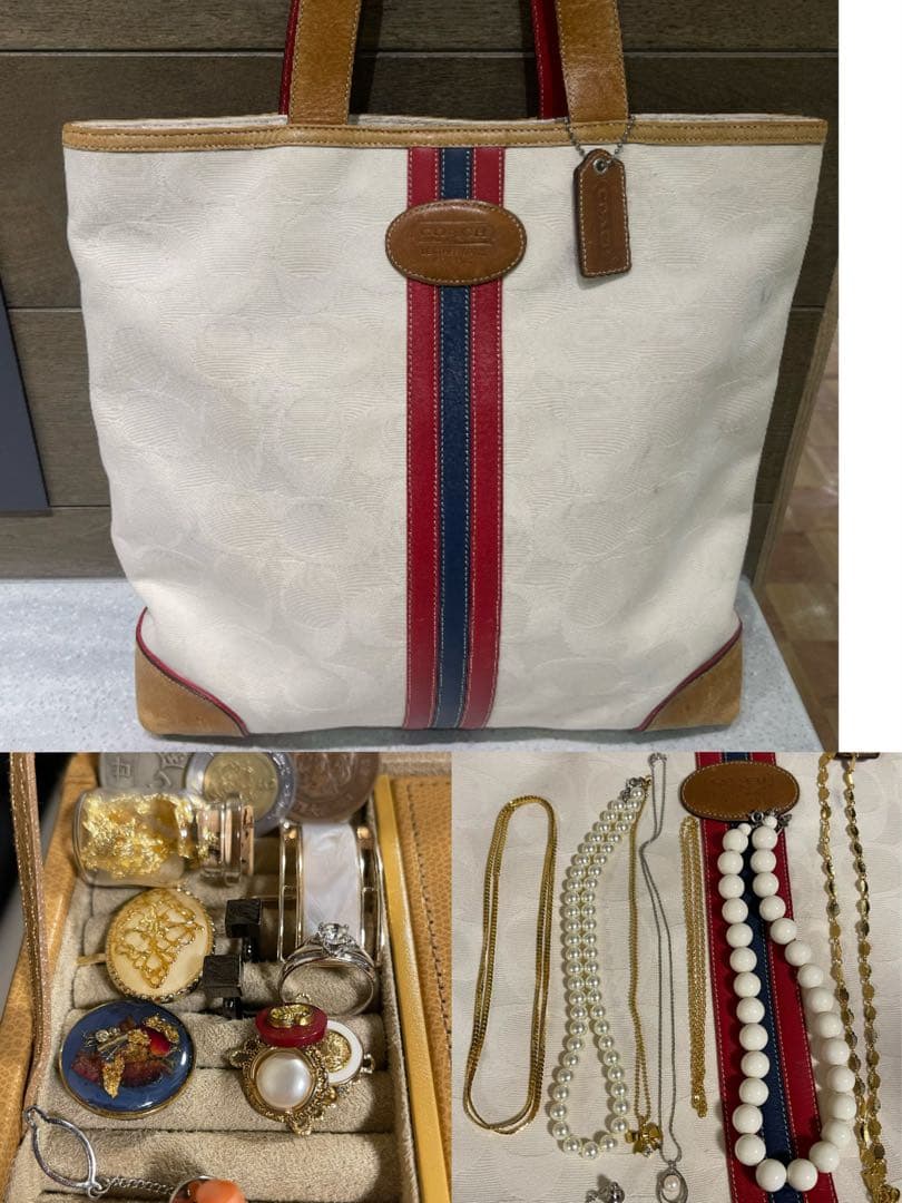 アクセサリー遺品整理生前整理 指輪　 ネックレス・コーチ・バッグ、純金箔.