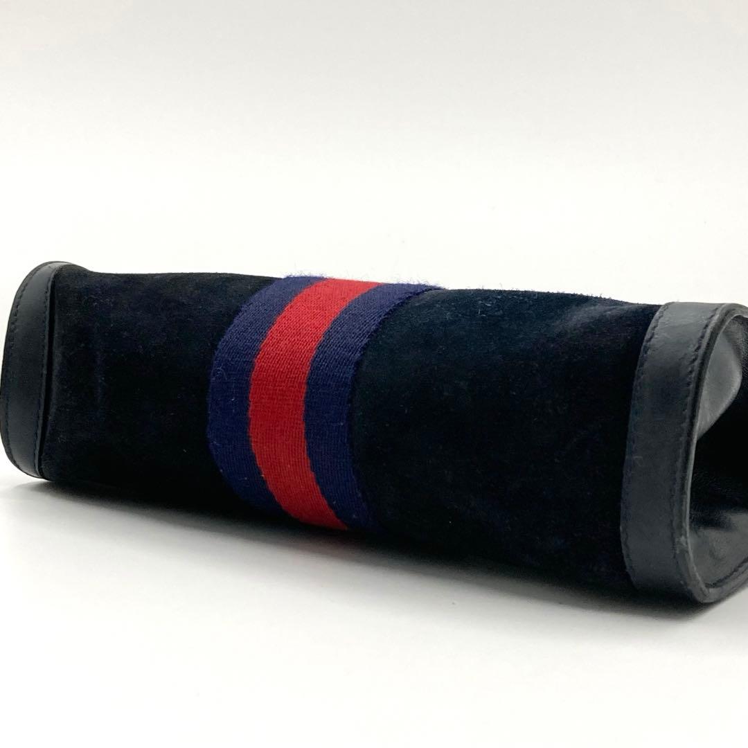 GUCCI クラッチバッグ シェリーライン スエード インターロッキング 黒