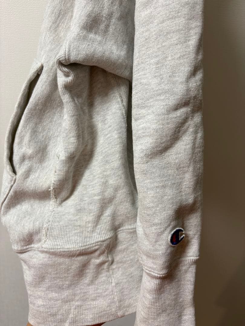 Champion グレー フード付きパーカー　リバースウィーブ