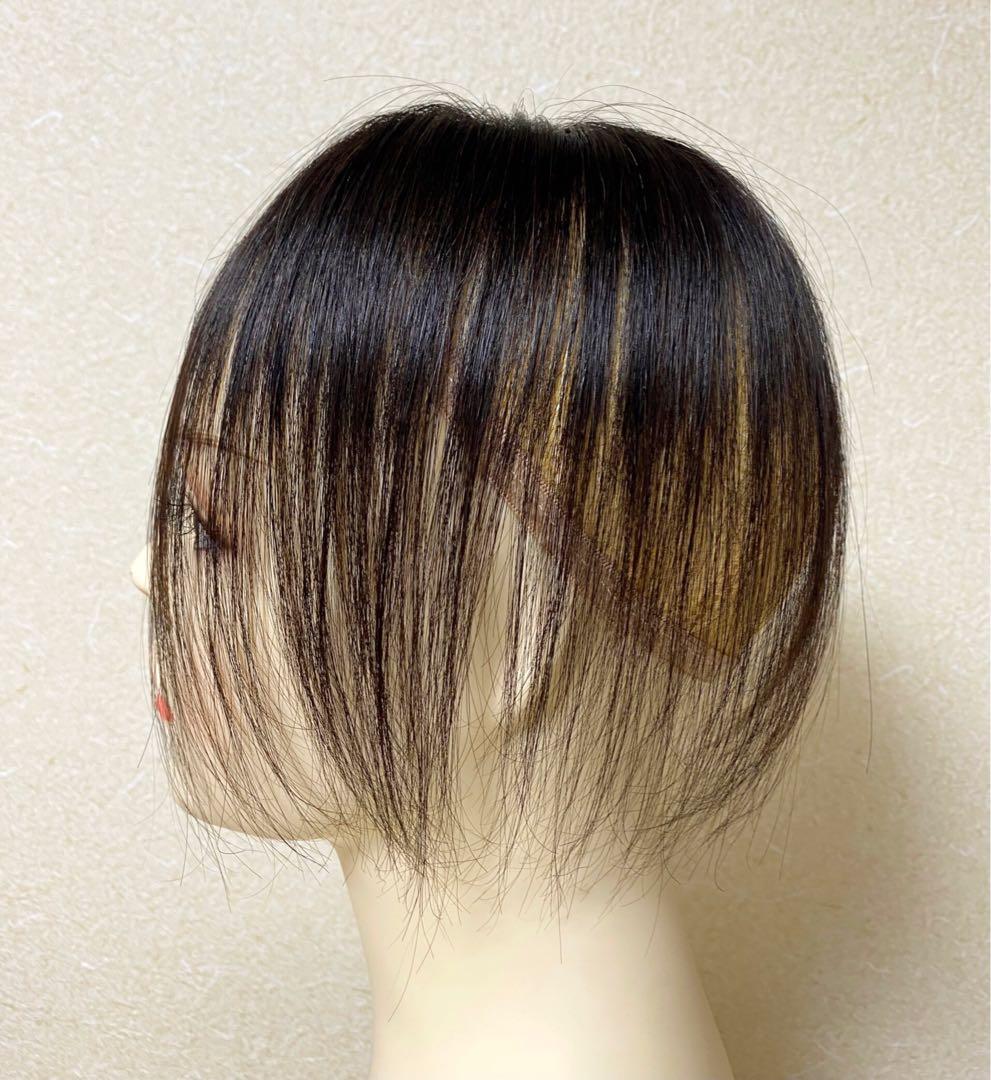 人毛100% ヘアピース【シルクスキン】つむじ用　ブラウン　ポイントウィッグ