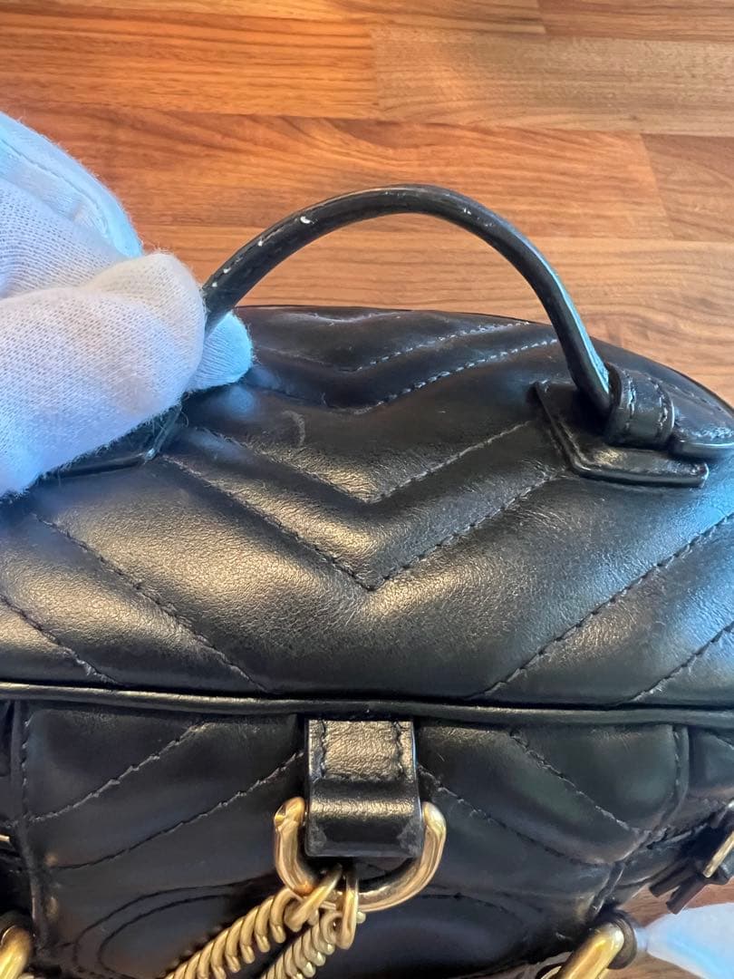 値下げ！GUCCI グッチ 黒GGマーモント ミニリュックサック バックパック