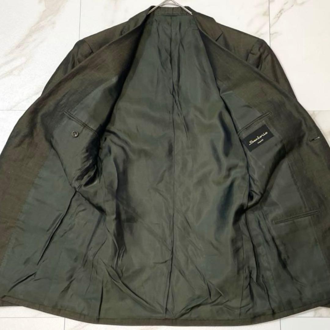 【美品 リネン混】Sartorio サルトリオ テーラードジャケット 光沢感