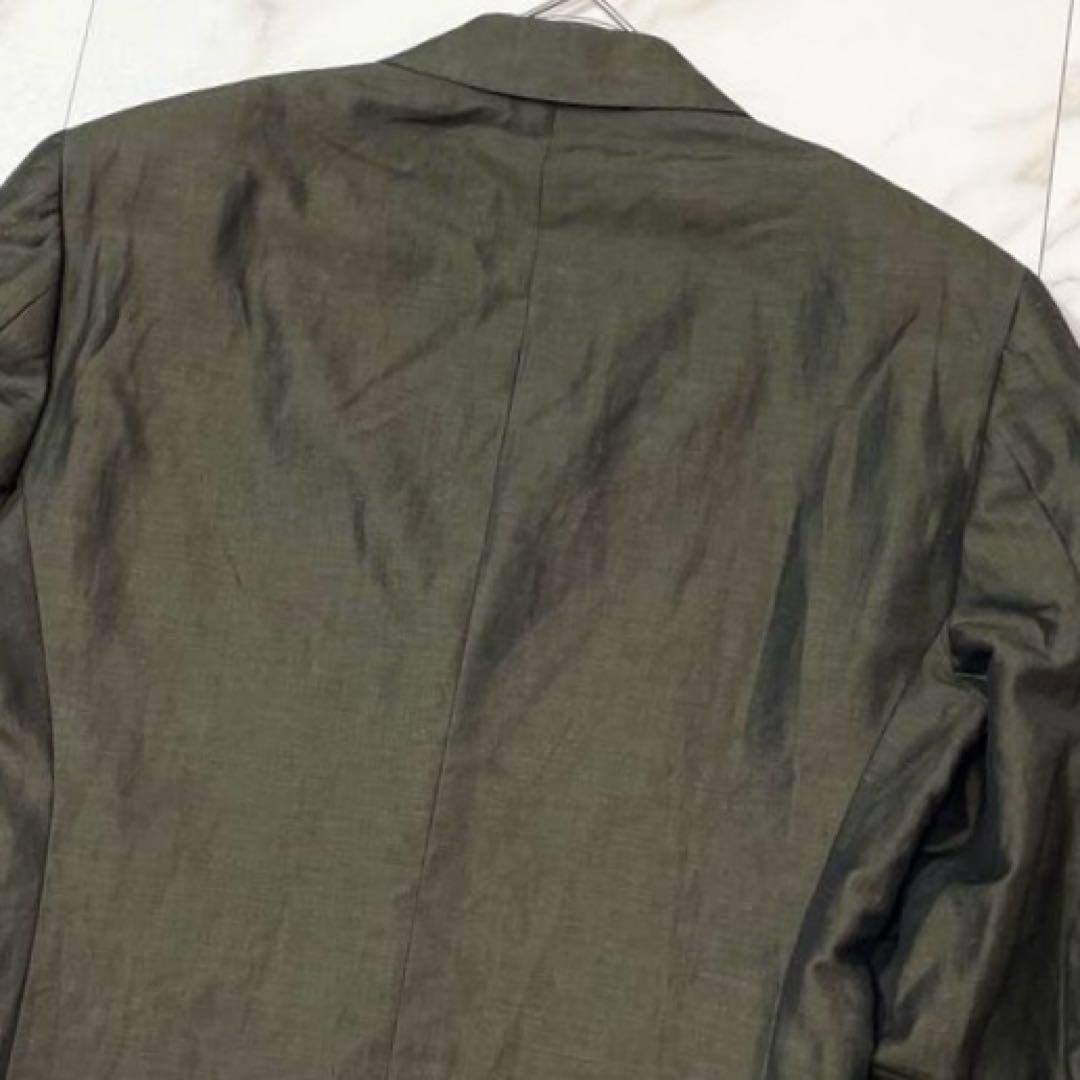 【美品 リネン混】Sartorio サルトリオ テーラードジャケット 光沢感
