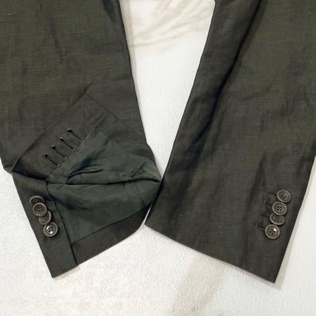 【美品 リネン混】Sartorio サルトリオ テーラードジャケット 光沢感