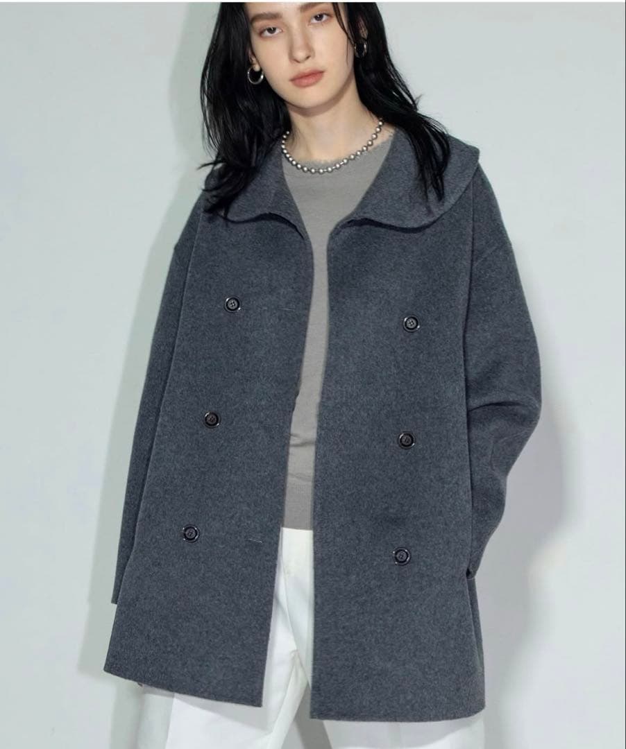 YONFA ダブルボタンウールコート