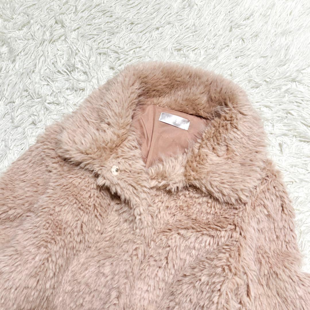 現行 美品 MUGUET ミュゲ ボリュームフェイクファーコート ピンク