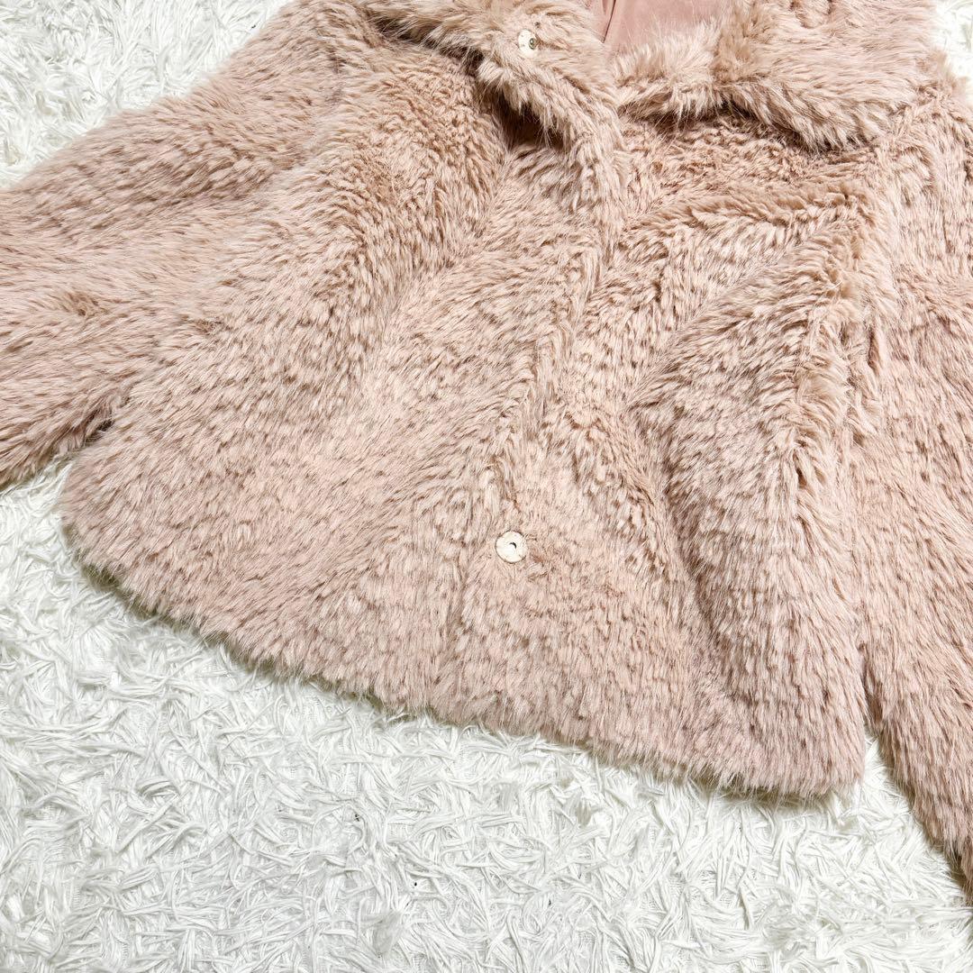 現行 美品 MUGUET ミュゲ ボリュームフェイクファーコート ピンク