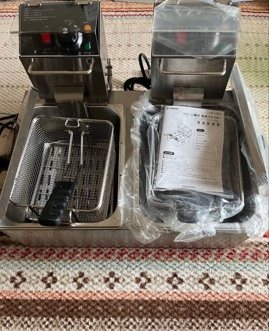 二口式電気フライヤー シルバー