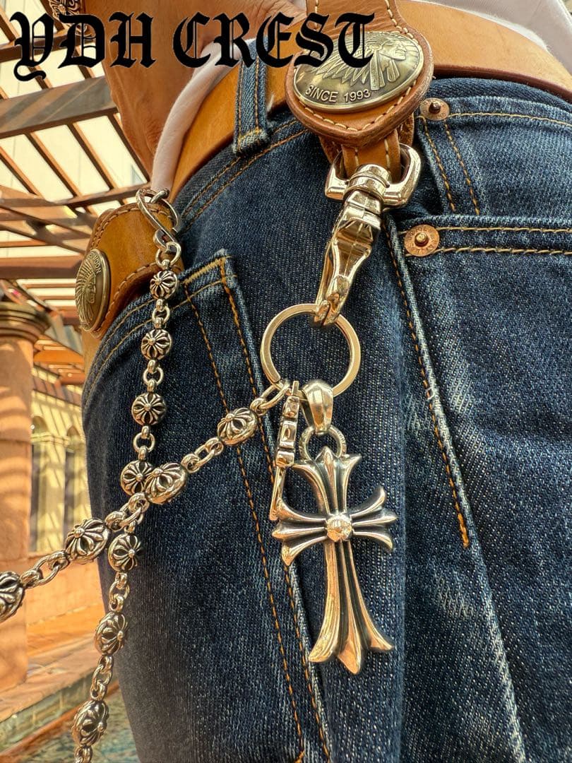 新入荷　バイカー必須　フラワークロスウォレットチェーン　刻印有り　MLCN04