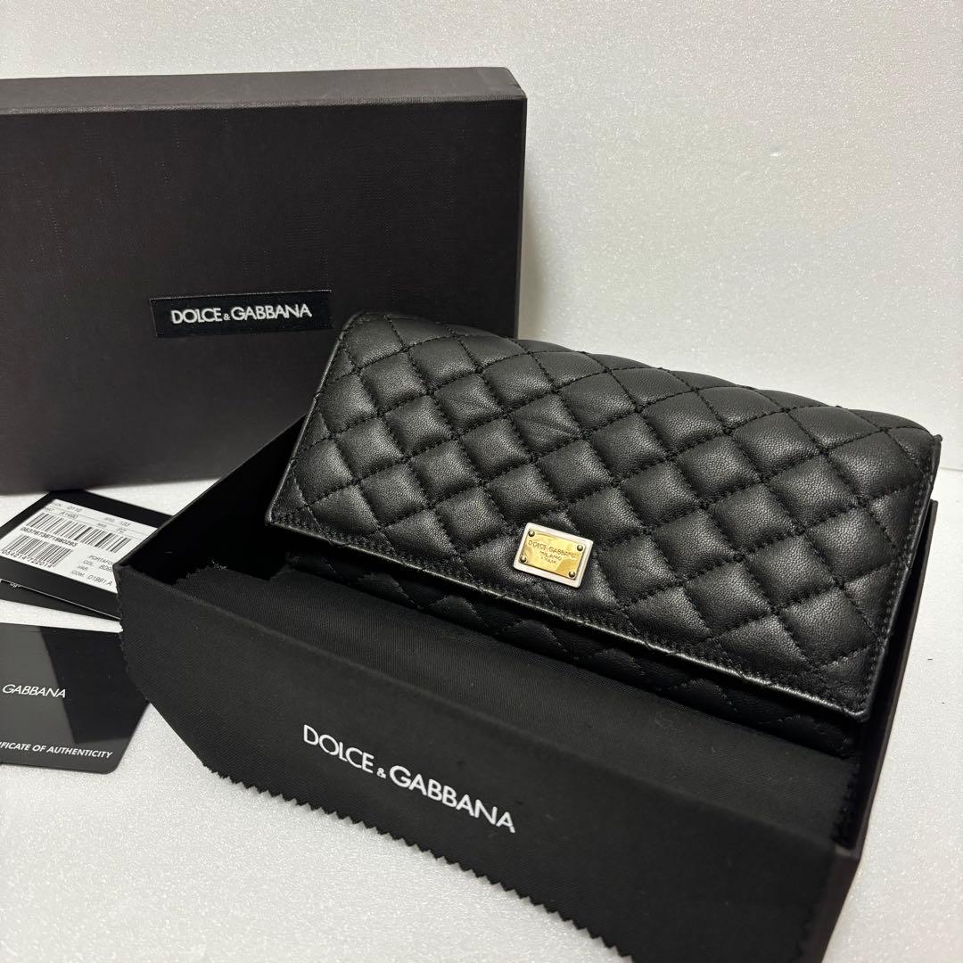 ドルチェアンドガッバーナ キルティング 長財布 黒　ゴールド金具　箱付　保証書