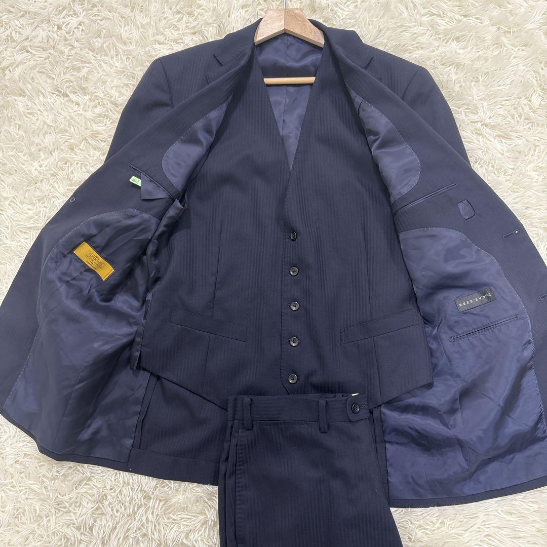 長井代助✨HILTON 3ピーススーツ　super110's ネイビーXL