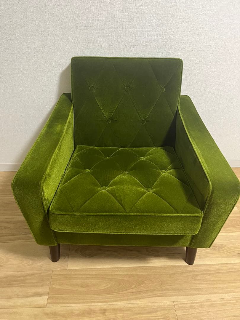 カリモク60　ロビーチェア　モケットグリーン 1人掛けソファ