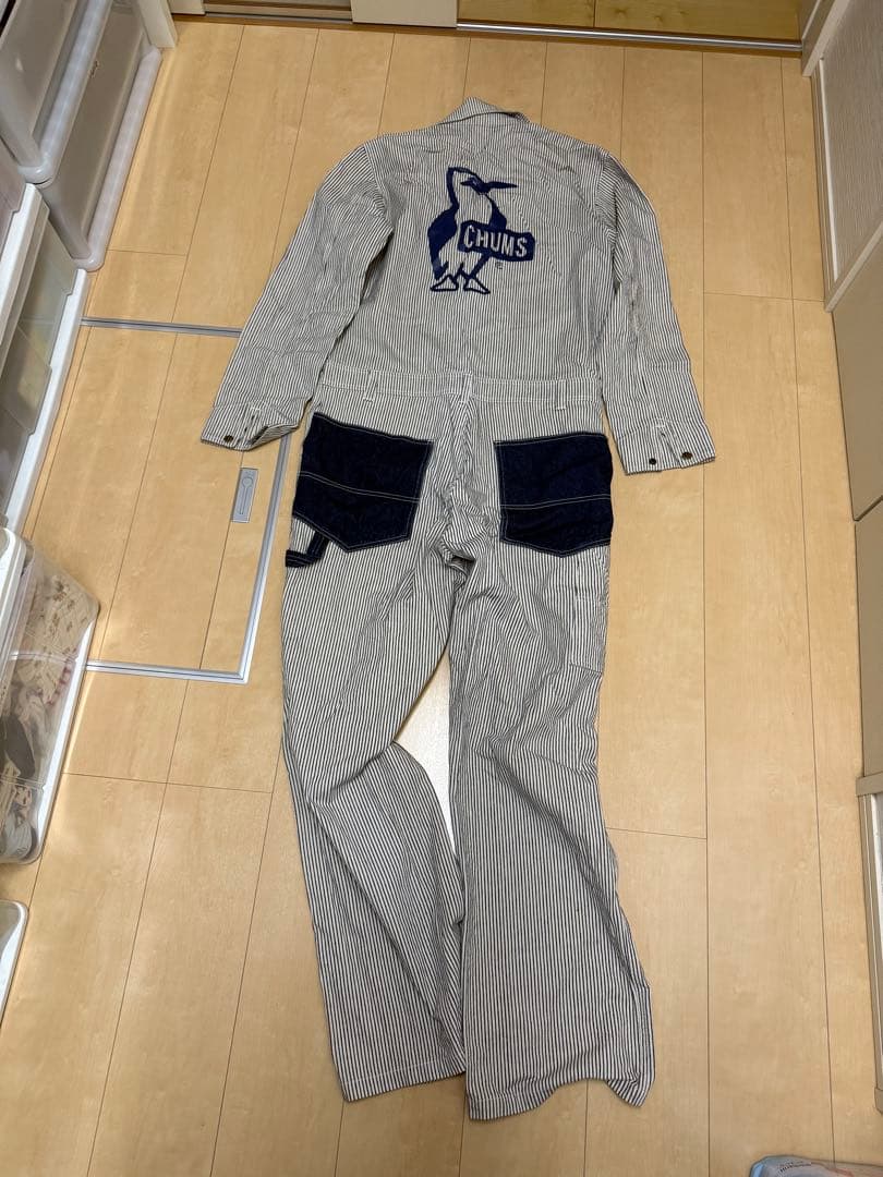 CHUMS チャムス ヒッコリーストライプ オーバーオール Mサイズ