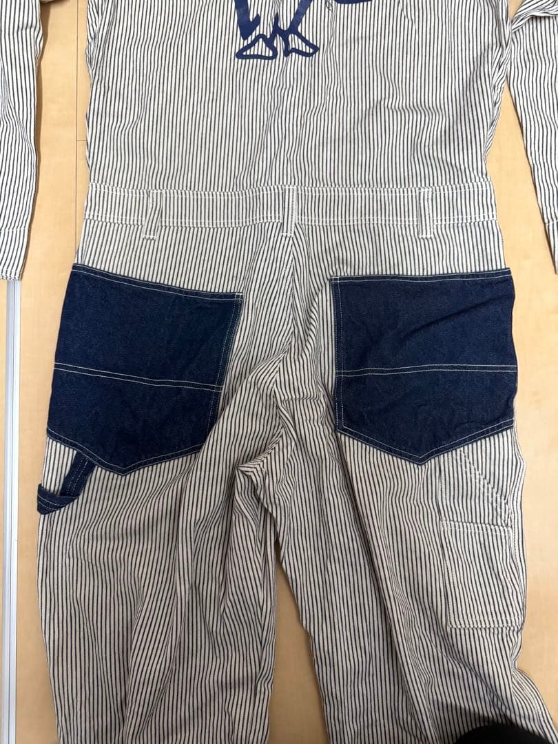 CHUMS チャムス ヒッコリーストライプ オーバーオール Mサイズ