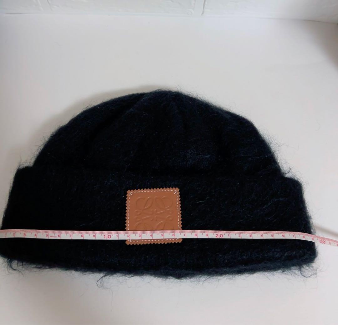 ロエベ　LOEWE ニット帽　黒　ブラック　モヘヤ50%ウール18%