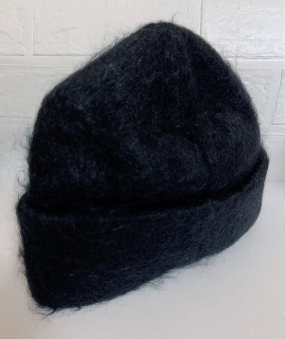 ロエベ　LOEWE ニット帽　黒　ブラック　モヘヤ50%ウール18%