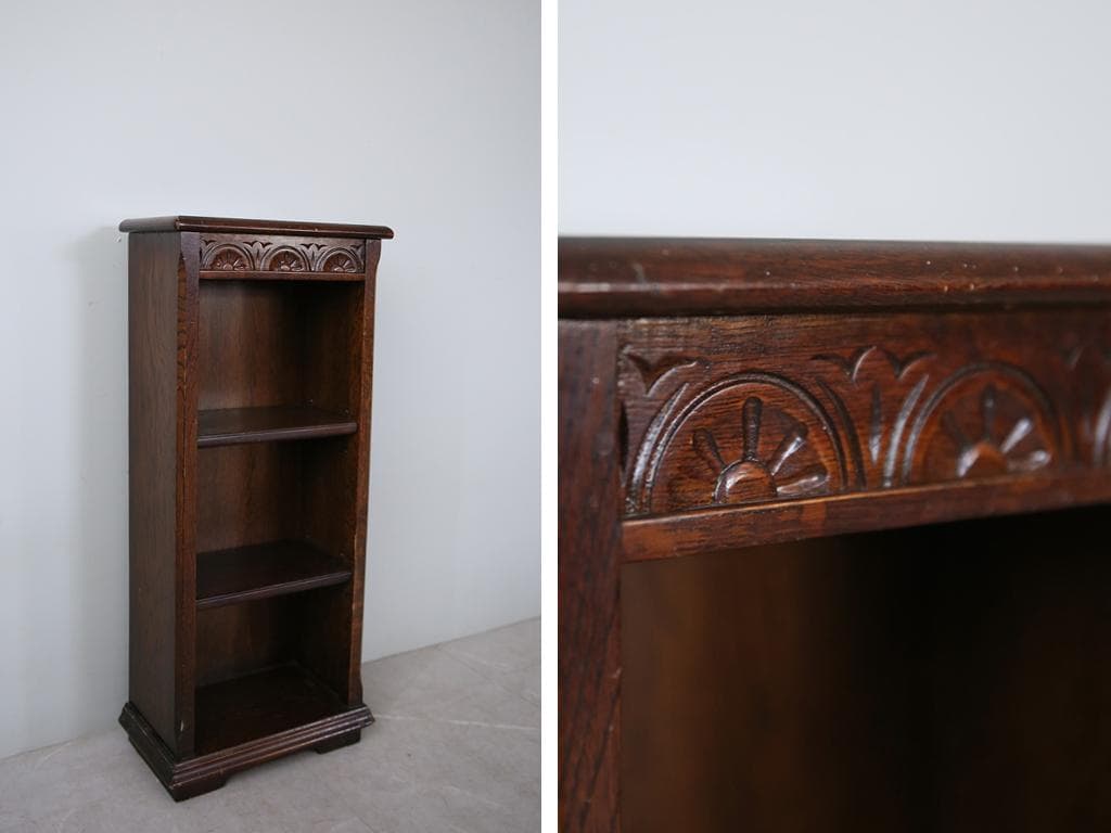 英国アンティーク木製ブックシェルフ/本棚/食器棚/飾り棚/収納ラック(92-73