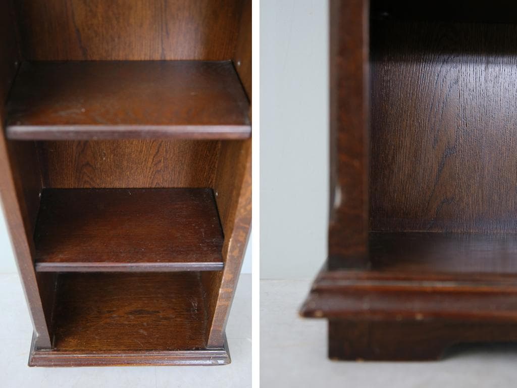 英国アンティーク木製ブックシェルフ/本棚/食器棚/飾り棚/収納ラック(92-73