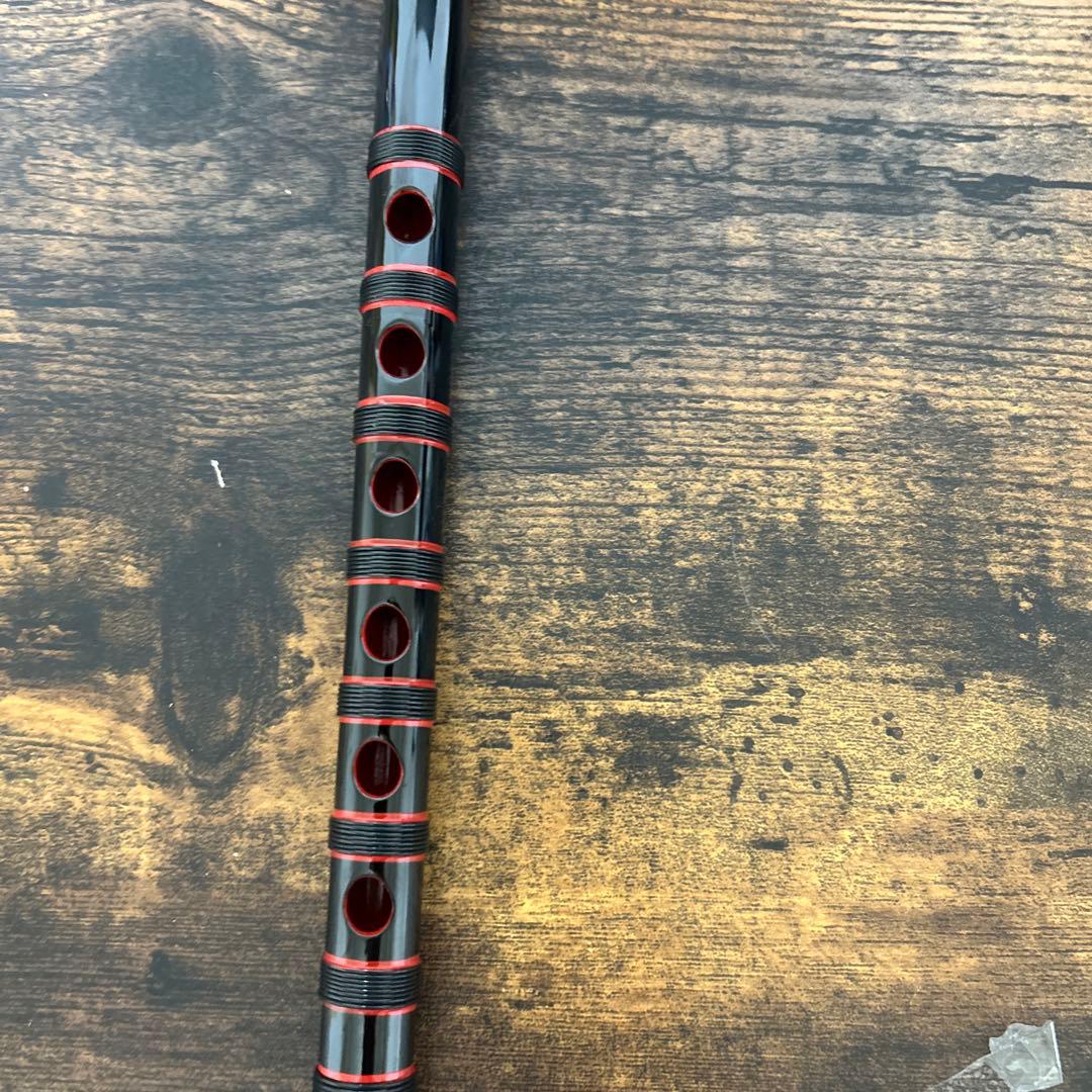 黒×黒糸×赤縁取り 篠笛 七孔七本調子 だんじり 地車