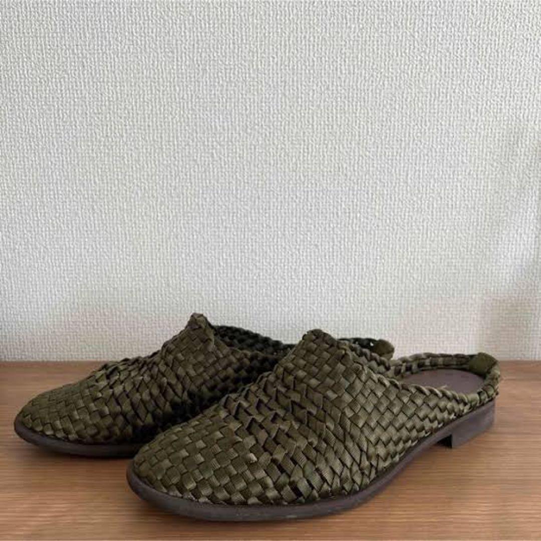 靴 hender scheme mesh mule green