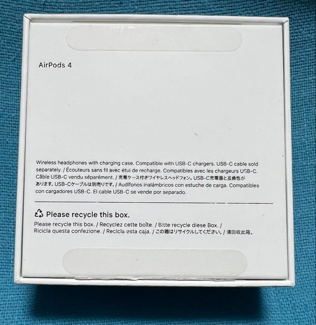 Apple AirPods4 ワイヤレスイヤホン ノイキャン無し エアポッズ4