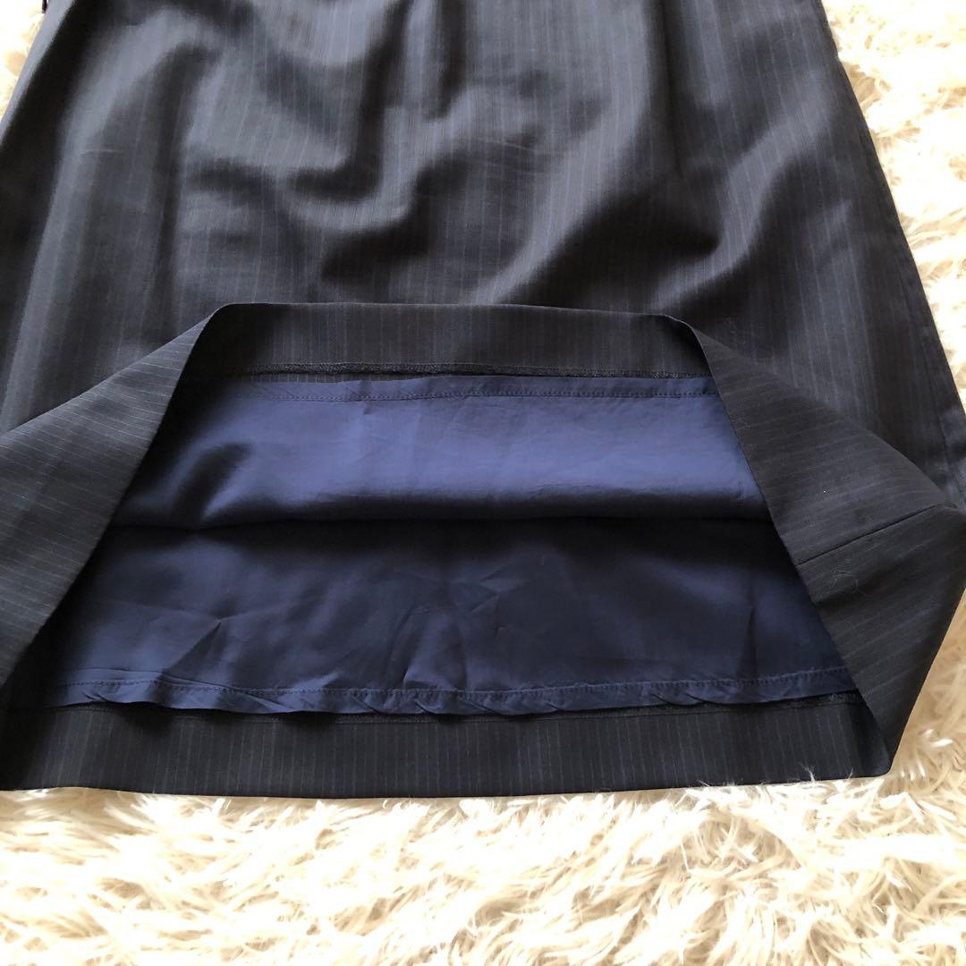 ニューヨーカー【13.15相当】スカートスーツ　セットアップ　ストライプ　濃紺