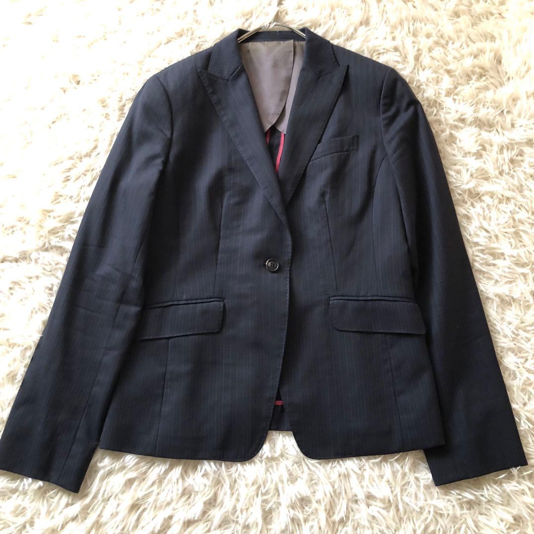 ニューヨーカー【13.15相当】スカートスーツ　セットアップ　ストライプ　濃紺