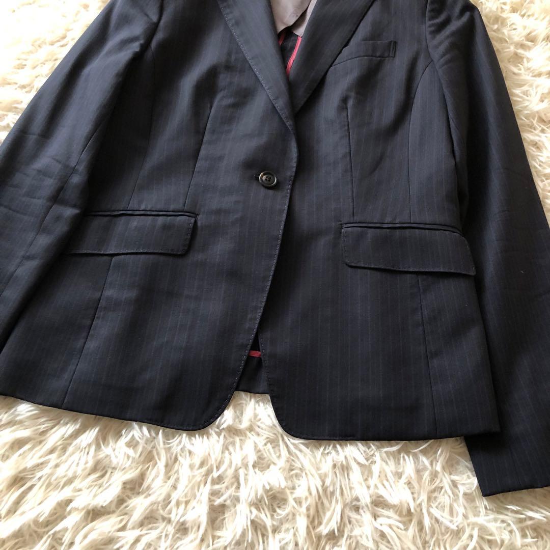 ニューヨーカー【13.15相当】スカートスーツ　セットアップ　ストライプ　濃紺