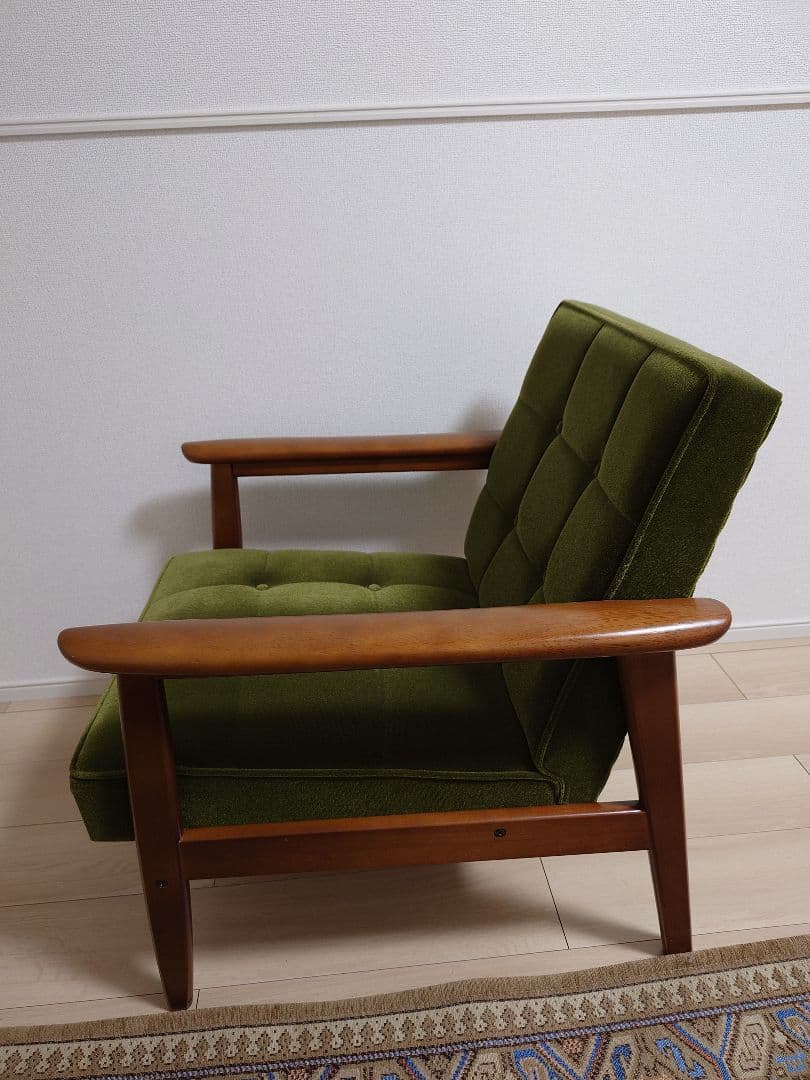 カリモク60 Kチェア1シーターモケットグリーン　②