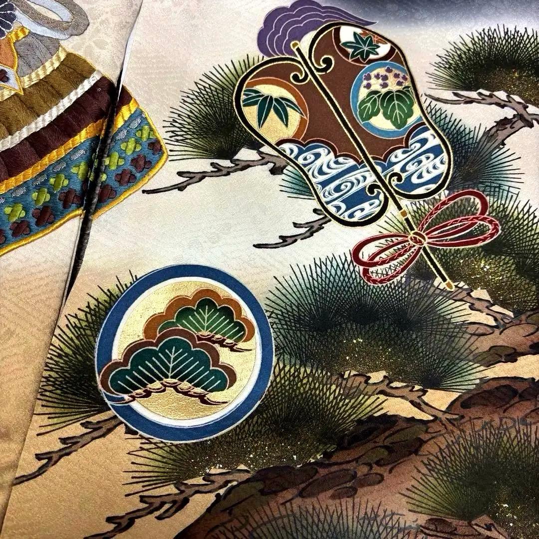 【新品】大兜総刺繍 正絹 本金箔ぼかし 一本松 京友禅 お宮参り 産着 男の子