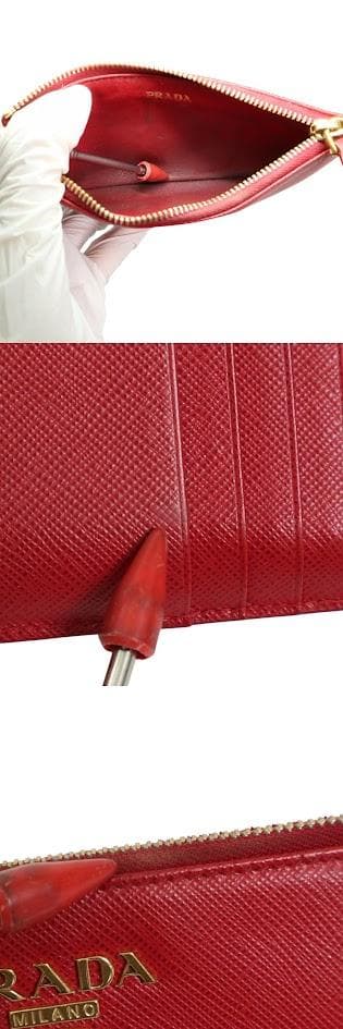 【近年モデル】PRADA プラダ フラグメントケース　カードケース レザー　赤系