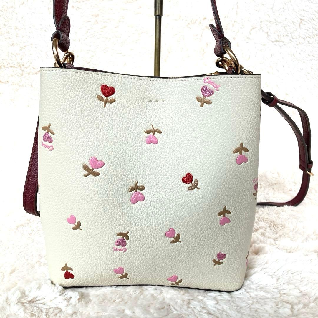 COACH コーチ ハートフローラル2wayバケットショルダーバッグ